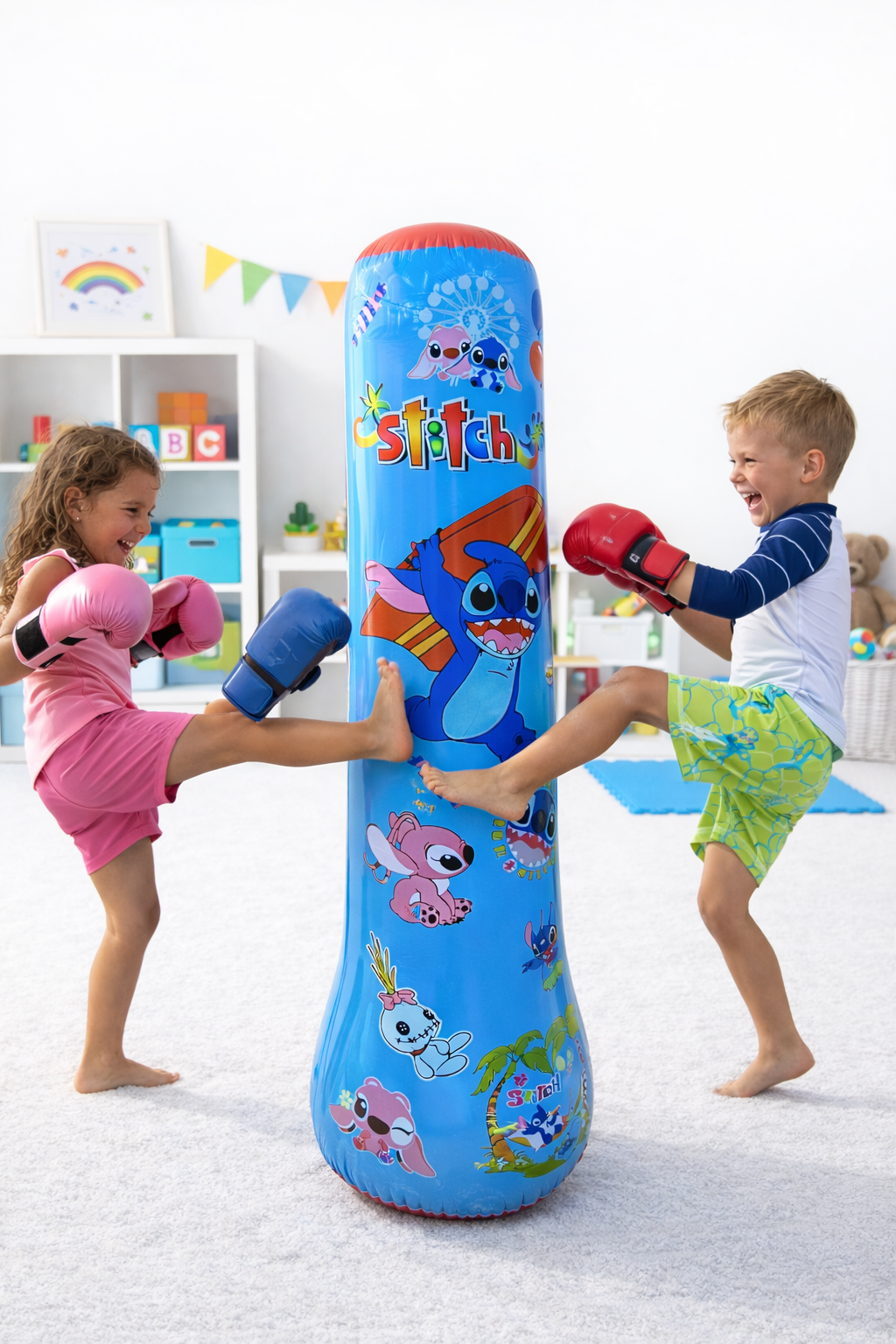 Beach/Home Inflatable self-balancing Punch bag/balloon (Stitch print)