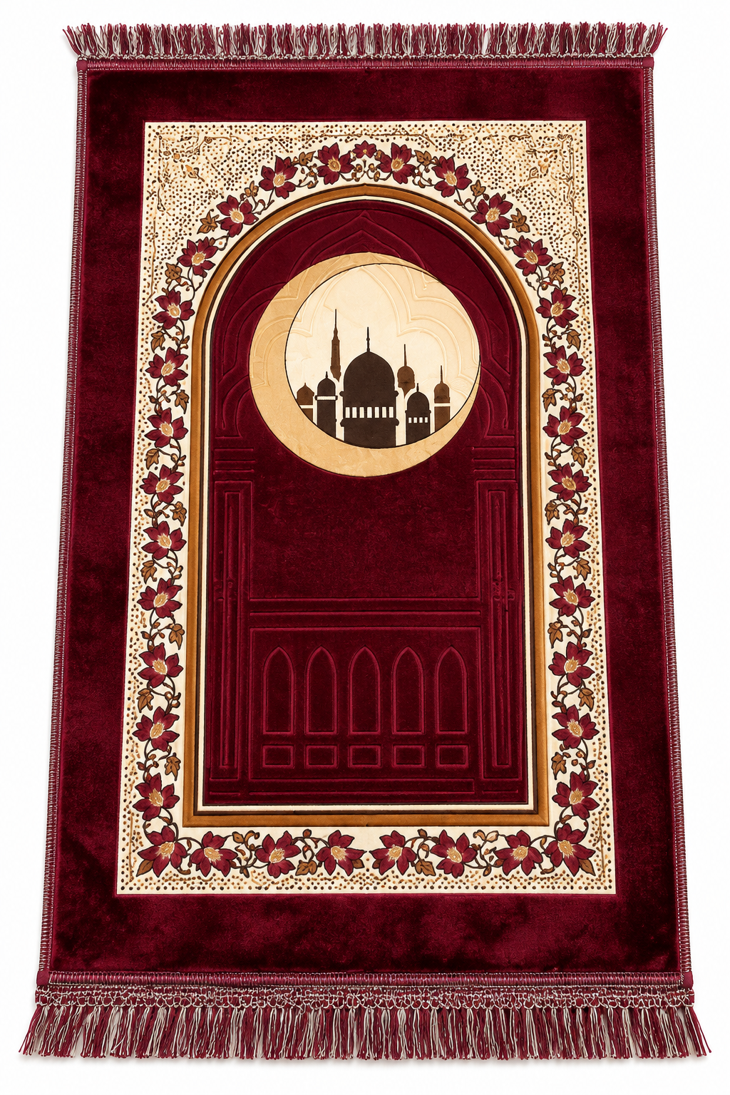 Premium Ornate Adult Prayer Mat – Moon & Mosque