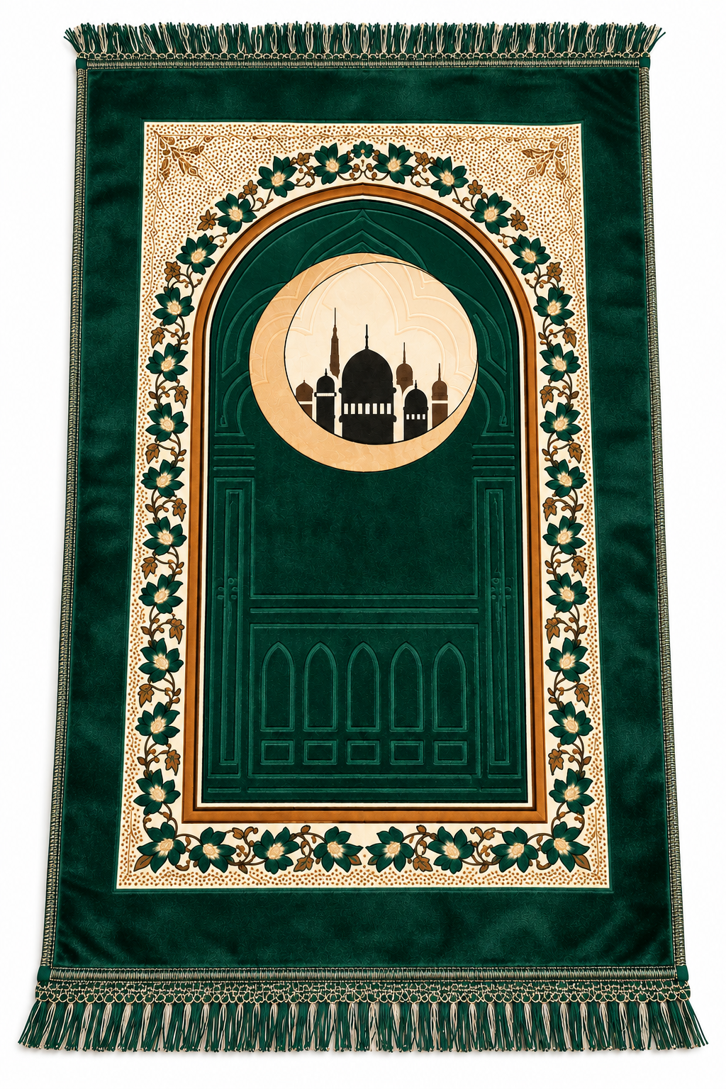 Premium Ornate Adult Prayer Mat – Moon & Mosque