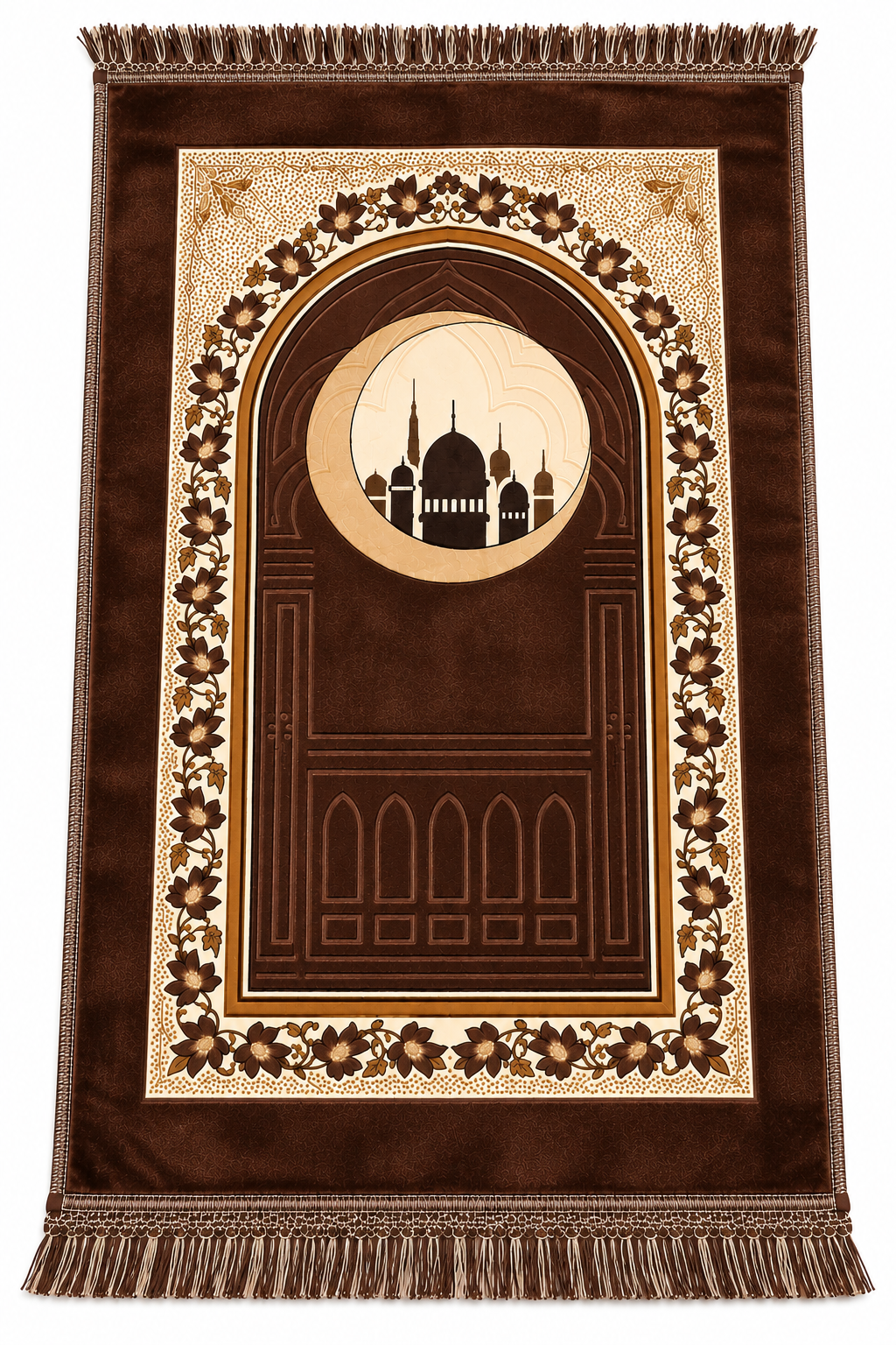 Premium Ornate Adult Prayer Mat – Moon & Mosque
