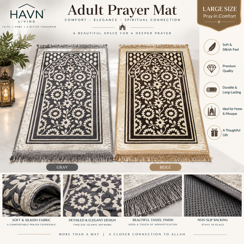 Premium Adult Prayer Mat - Soft & Silky - Large size