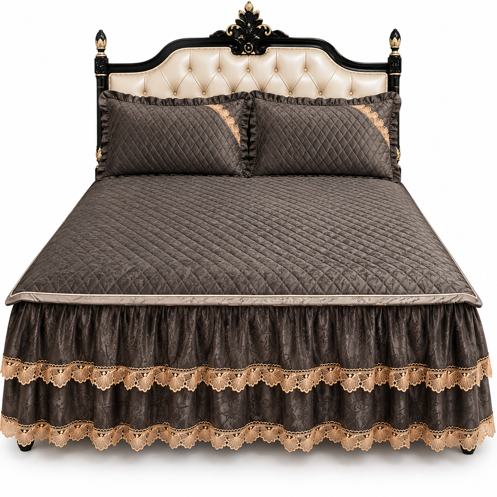 HAVN LUXE Luxury Bedsheet Set with Golden Frill – 3 Pcs