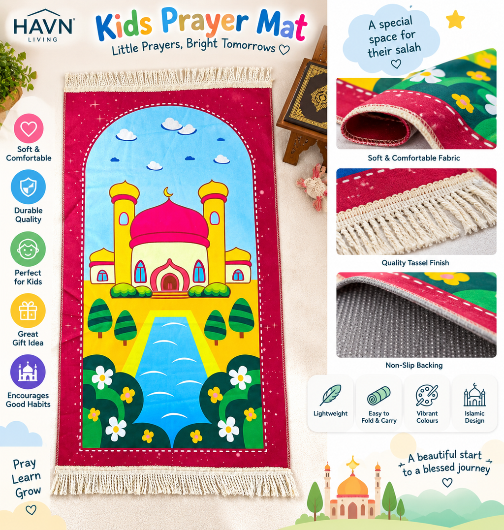 Kids Prayer Mat - Colorful Mosque-themed design