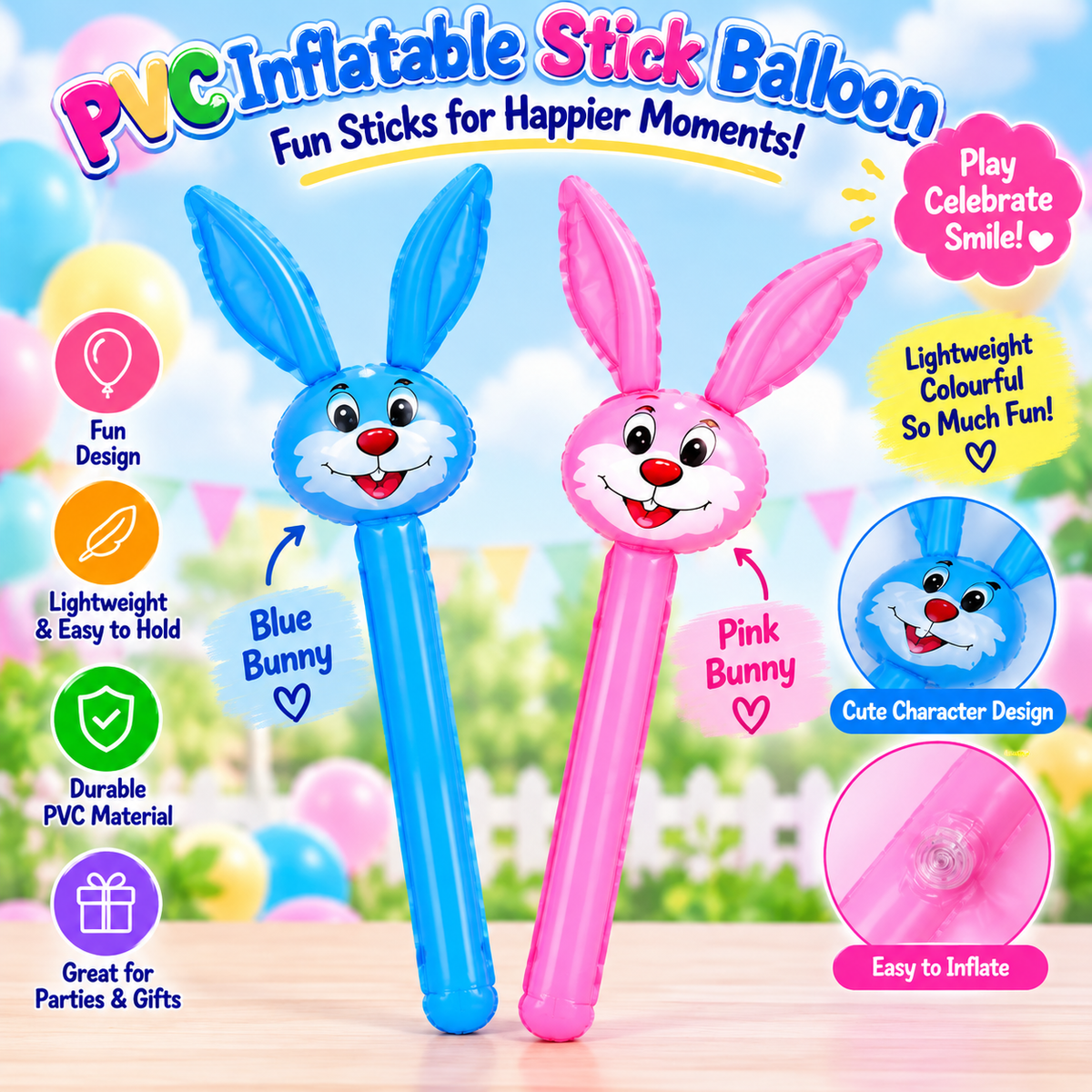 Inflatable colorful stick balloon - Animal heads