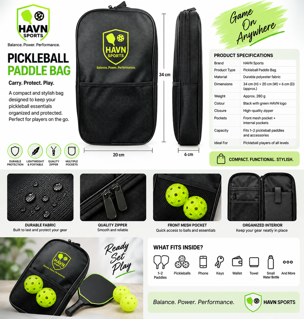 HAVN Sports T700 Carbon Fiber Pickleball Paddle set with 2 outdoor balls