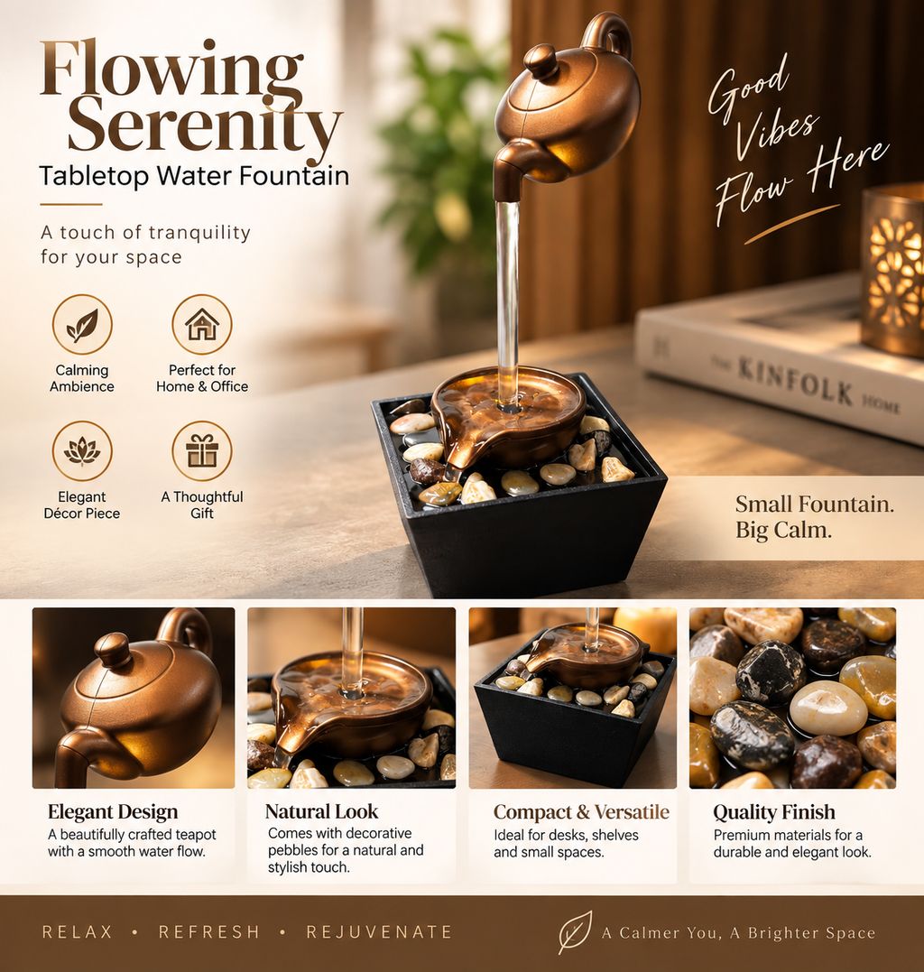 HAVN Living Teapot LED Tabletop Water Fountain - Bronze